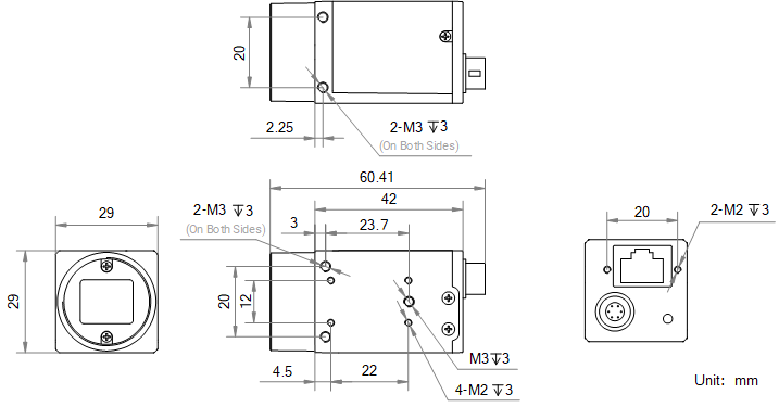 Maßzeichnung HikRobot Flächenkamera MV-CH089-60GM V5
