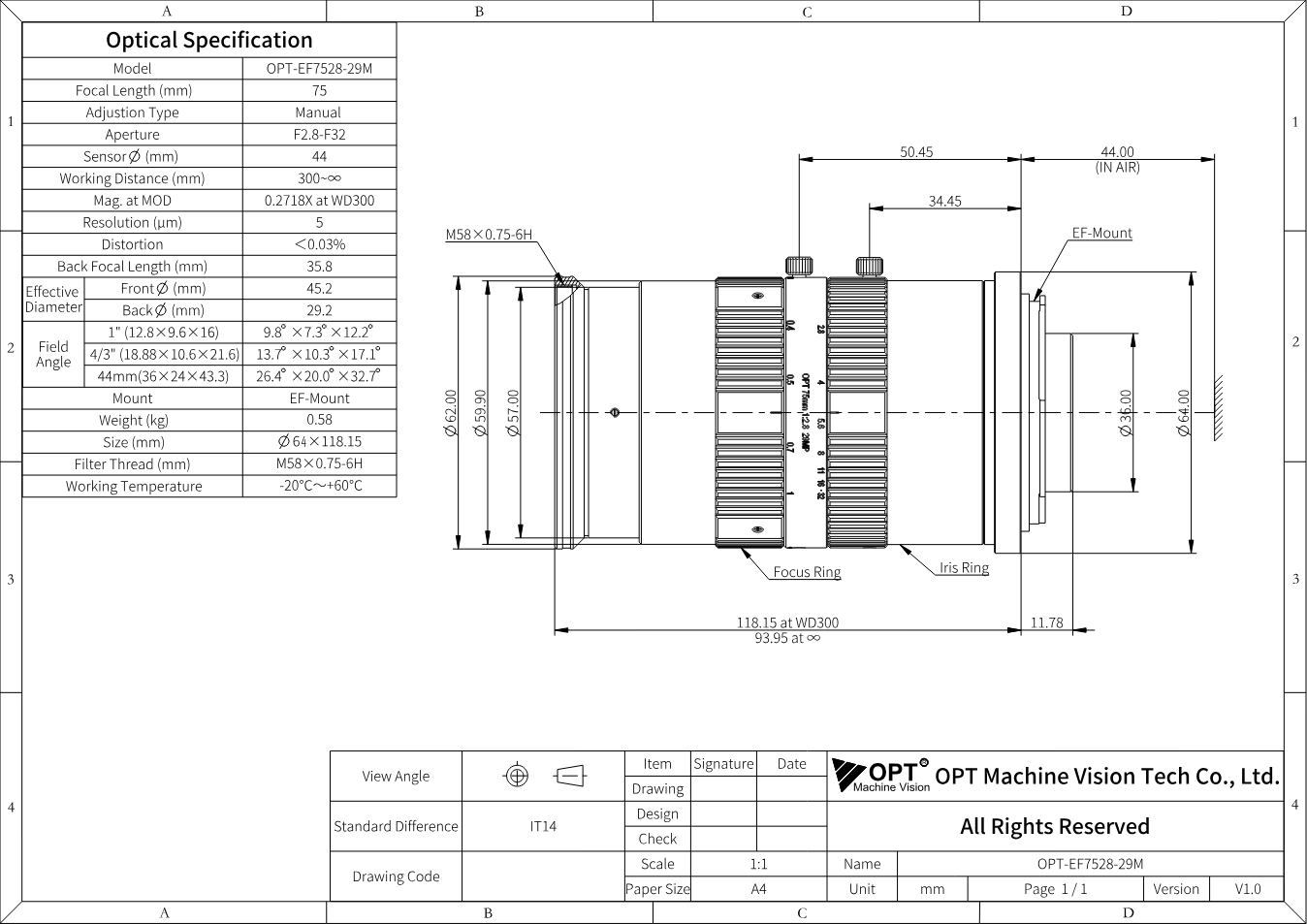 Maßzeichnung OPT-EF7528-29M